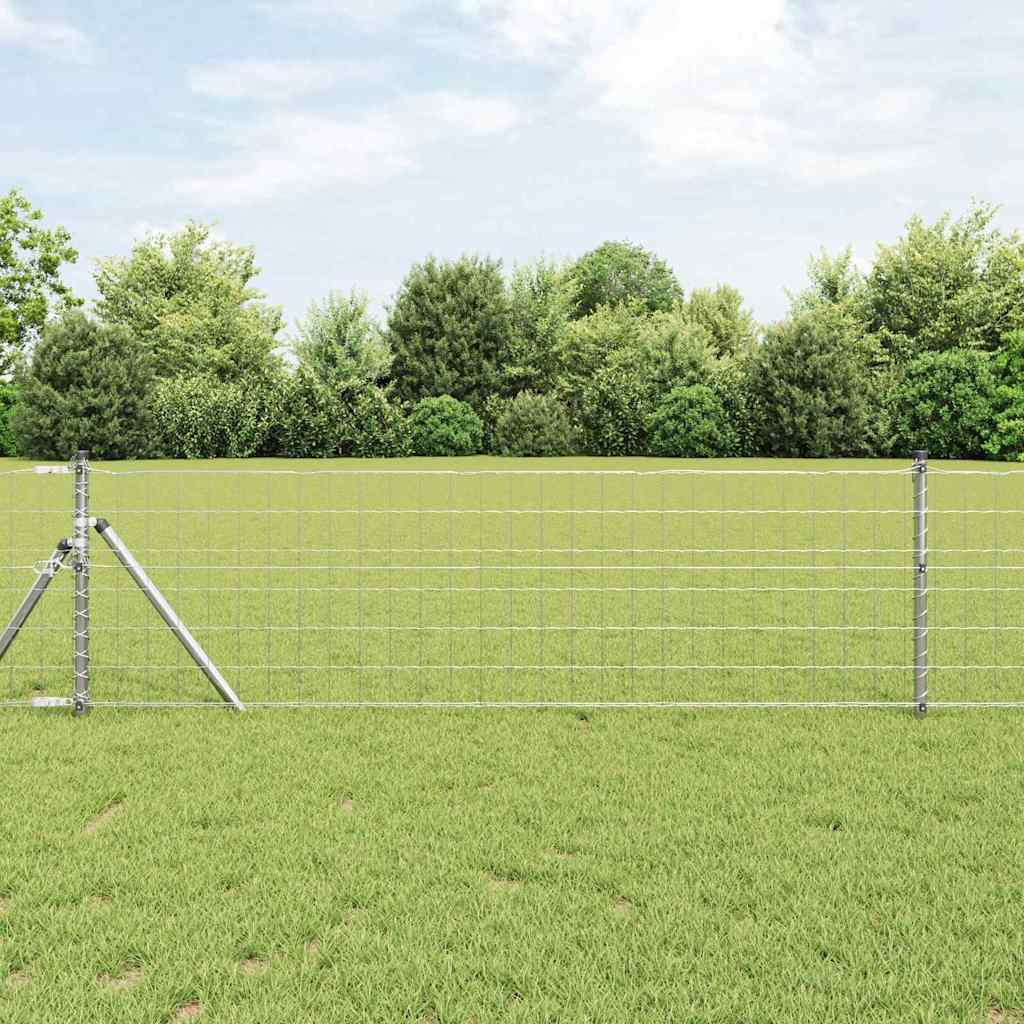 vidaXL Bodenmontierter Euro-Zaun 50 x 0,4 m Verzinkter Stahl Silber