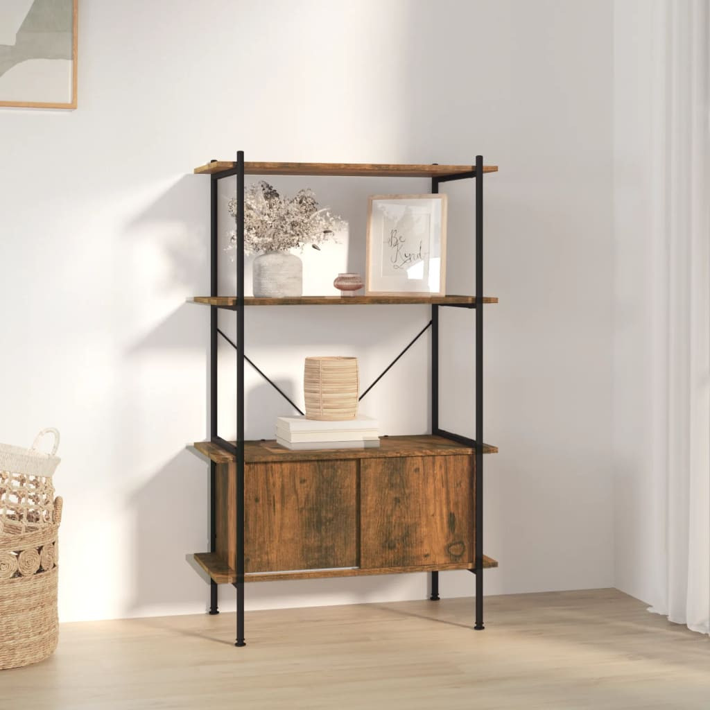 vidaXL Regal mit 4 Böden und Schrank 80x40x130 cm Stahl Holzwerkstoff