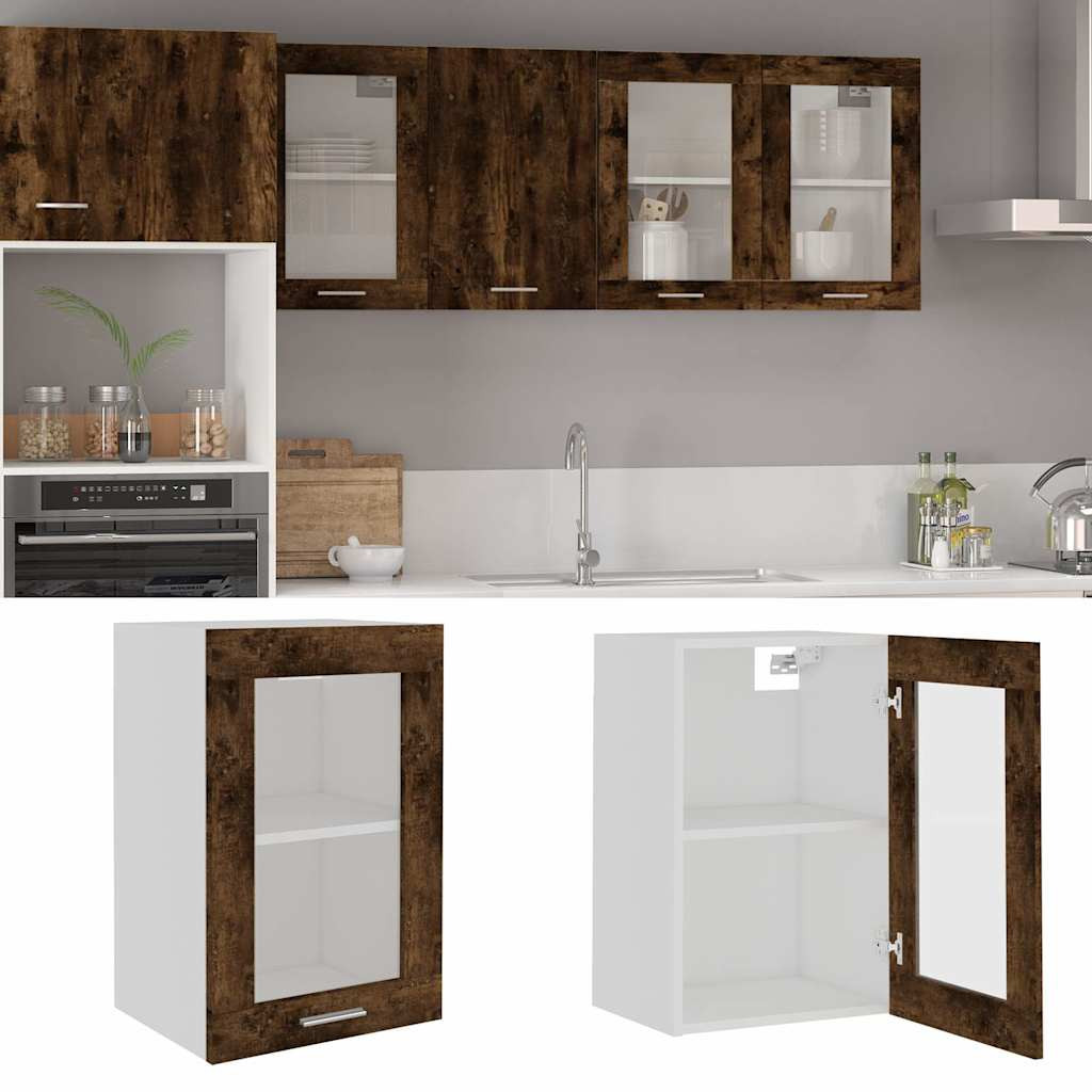 vidaXL Hängeschrank Lyon Glas Räuchereiche 40x31x60 cm Holzwerkstoff