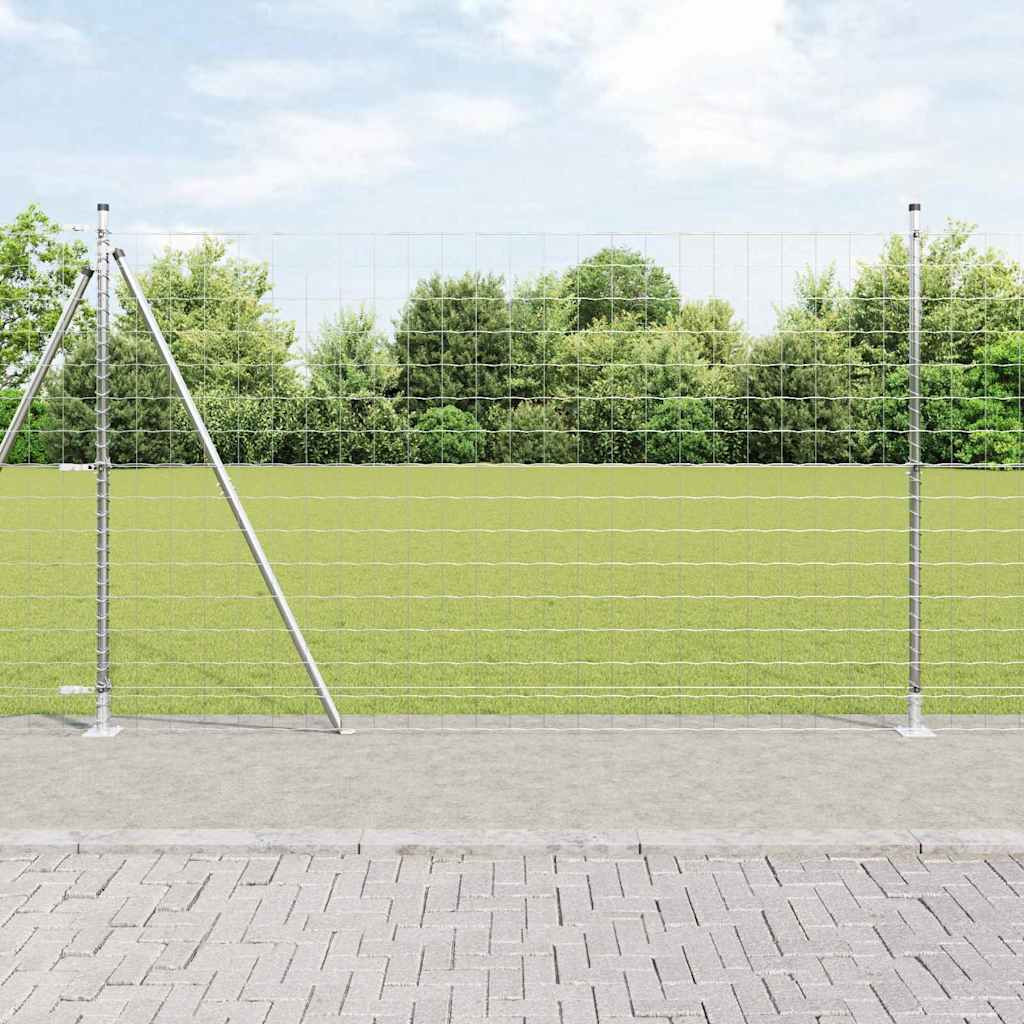 vidaXL Euro-Zaun mit Betonsockel 10 x 1,5 m Verzinkter Stahl Silber
