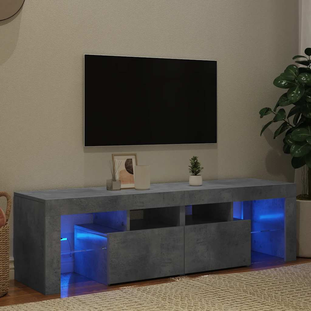 vidaXL TV-Schrank mit LED-Beleuchtung Betongrau 140x36,5x40 cm