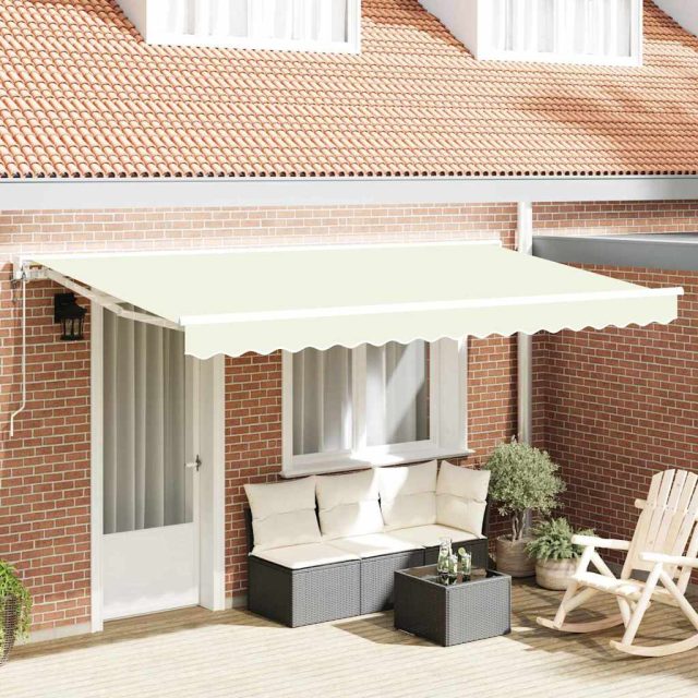 vidaXL Markisenrahmen Creme 400 x 200 cm Polyester mit PU-Beschichtung