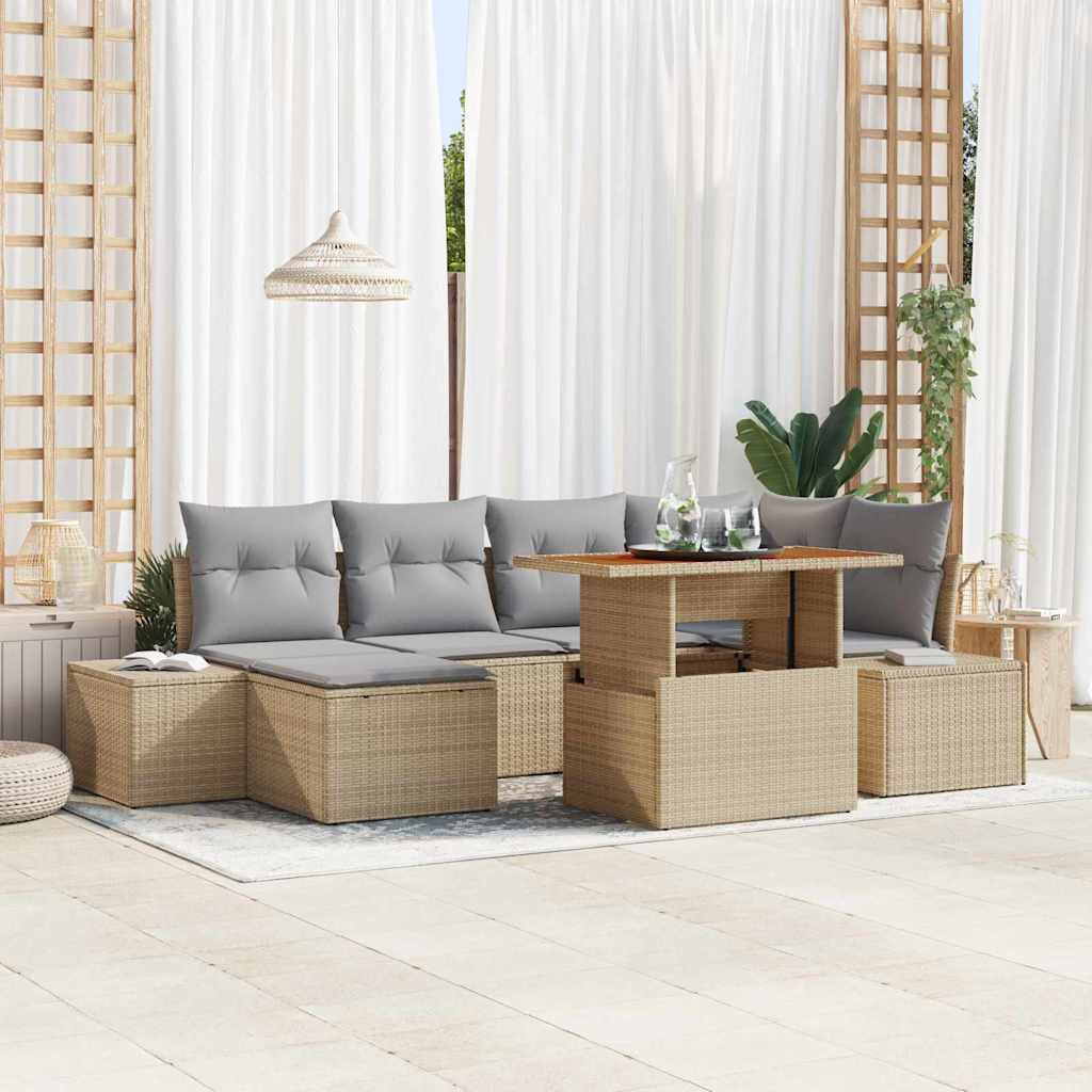 vidaXL Gartensofa-set 7 pcs Beige und Grau