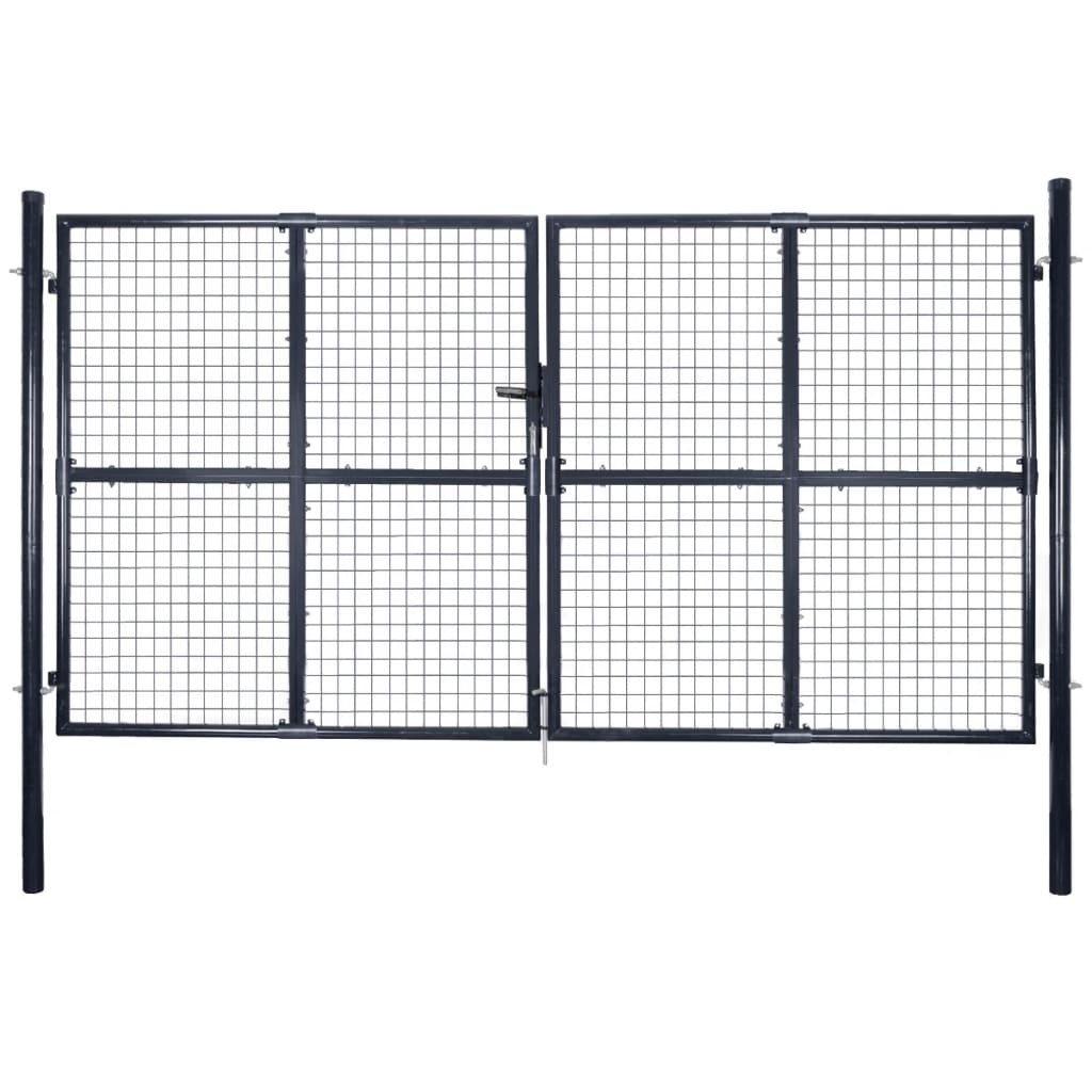 vidaXL Maschen-Gartentor verzinkter Stahl 300 x 150 cm Grau