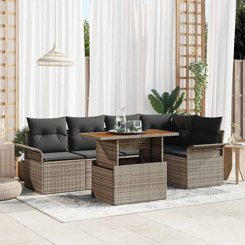 vidaXL Garten-Sofa-Set mit Kissen 6 pcs Grau