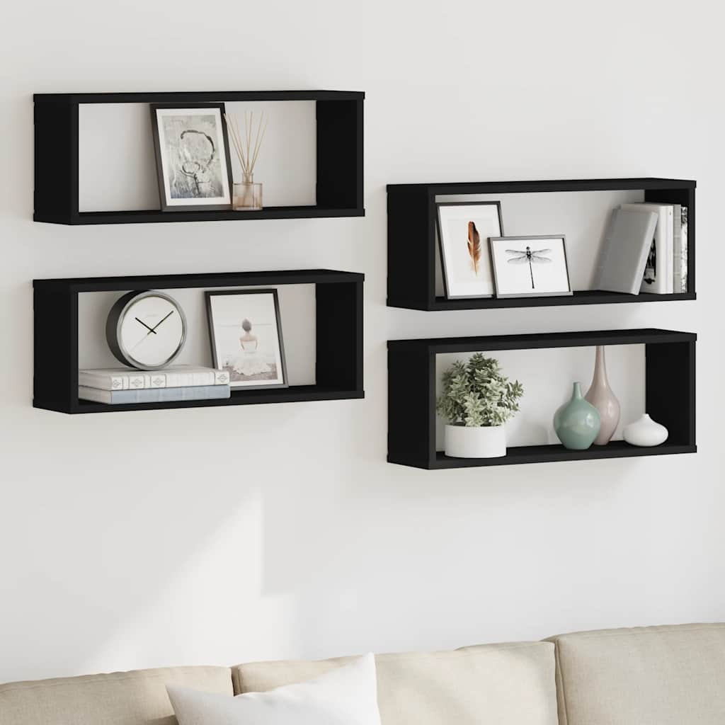 vidaXL Würfelregale 4 Stk. Schwarz 60x15x23 cm Holzwerkstoff