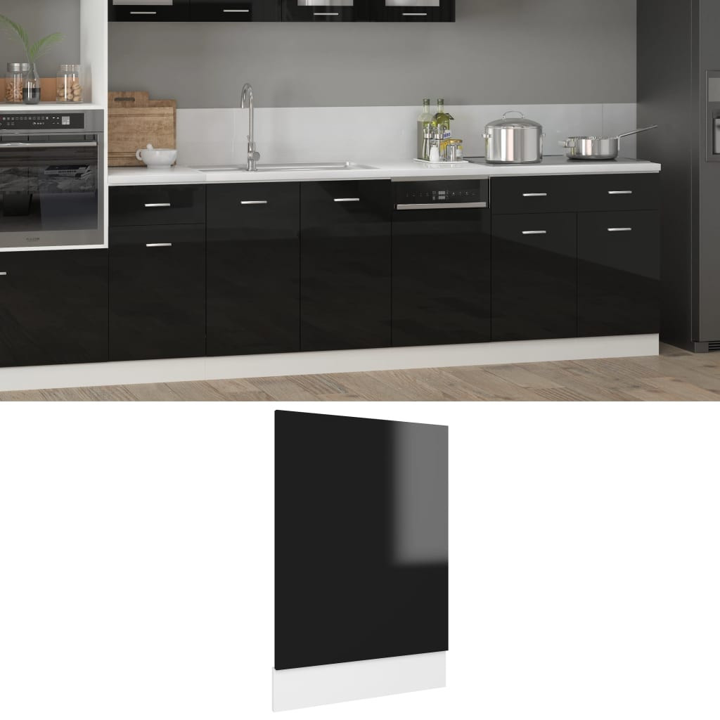 vidaXL Geschirrspülerblende Hochglanz-Schwarz 45x3x67 cm Holzwerkstoff