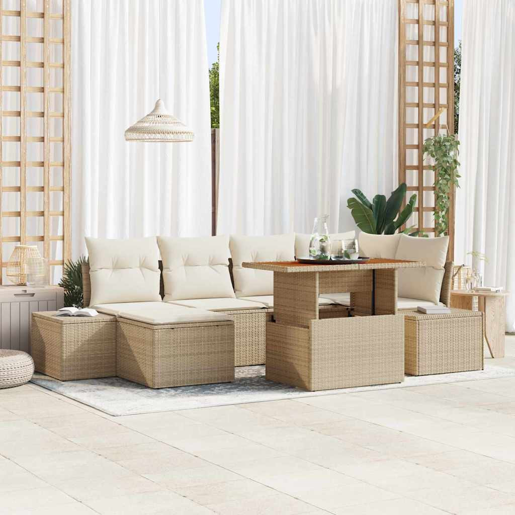 vidaXL Gartensofa-set 7 pcs Beige und Creme