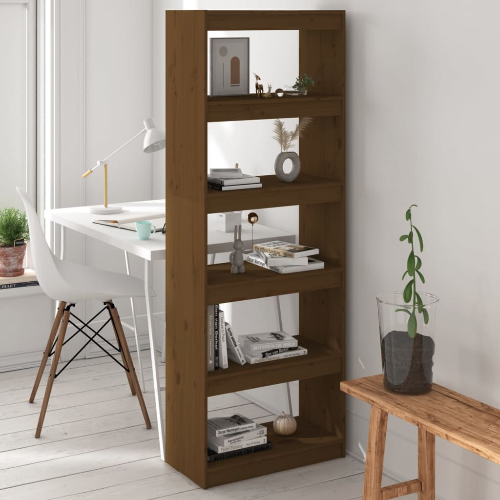 vidaXL Bücherregal/Raumteiler Honigbraun 60x30x167,5 cm Kiefernholz