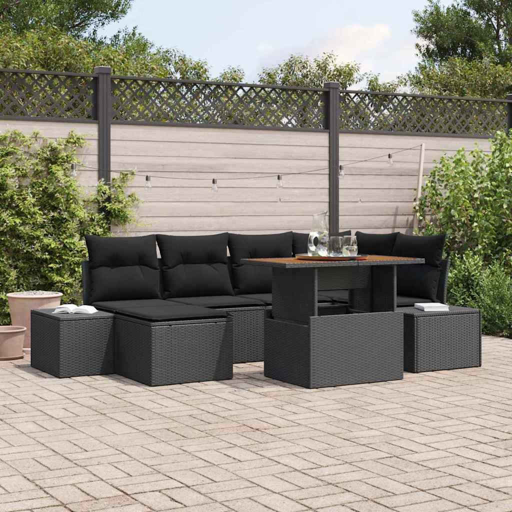 vidaXL Gartensofa-set 7 pcs Schwarz und Braun