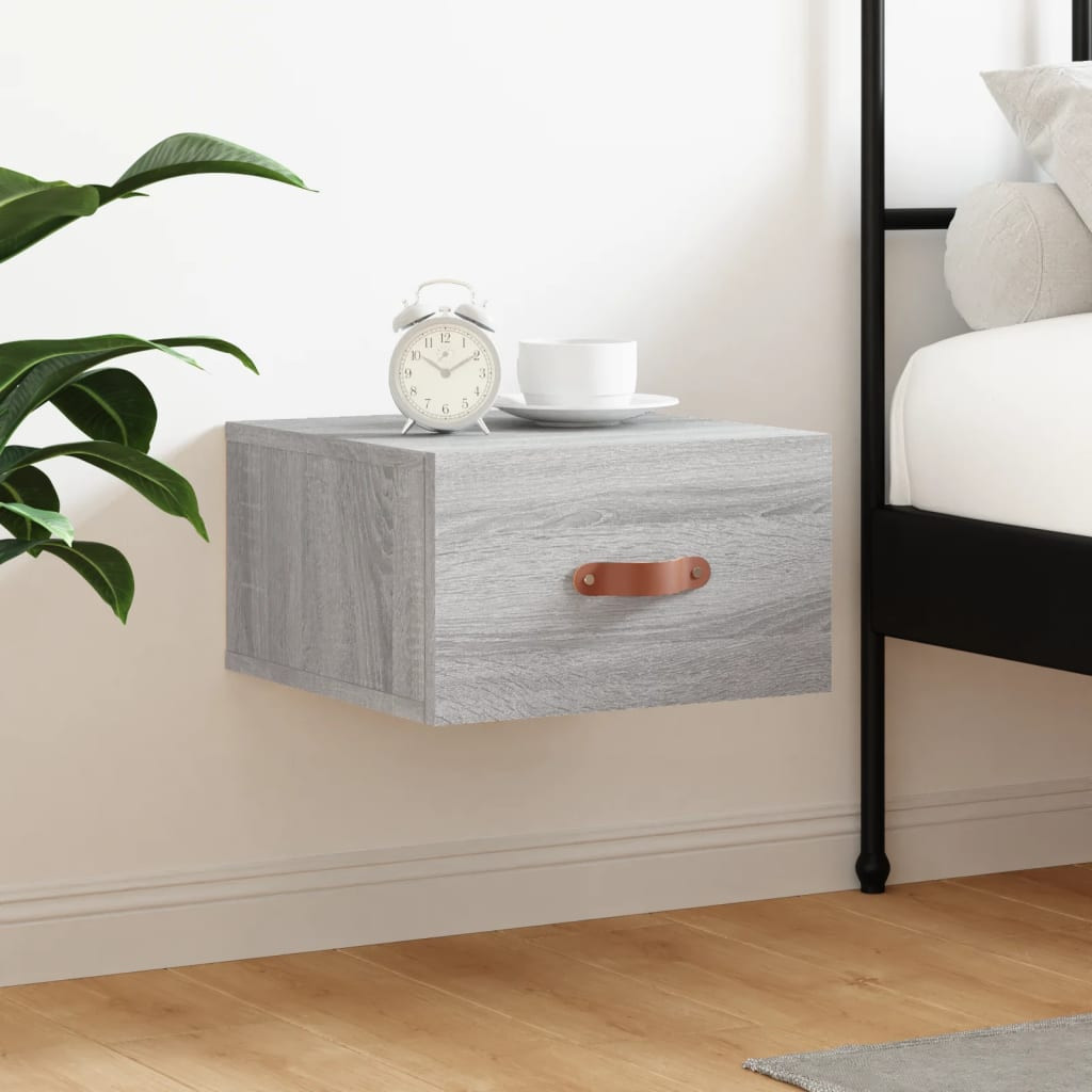 vidaXL Wand-Nachttisch Grau Sonoma 35x35x20 cm