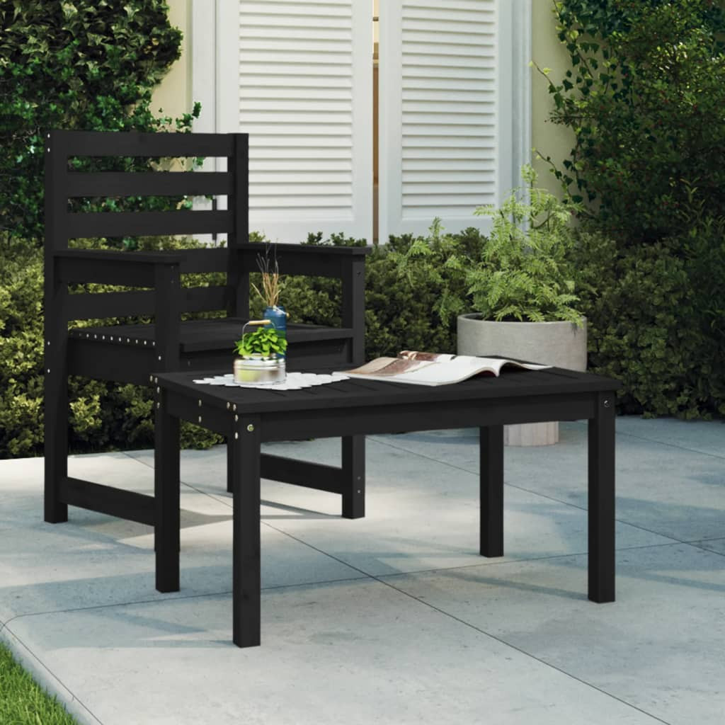 vidaXL Gartentisch Schwarz 82,5x50,5x45 cm Massivholz Kiefer