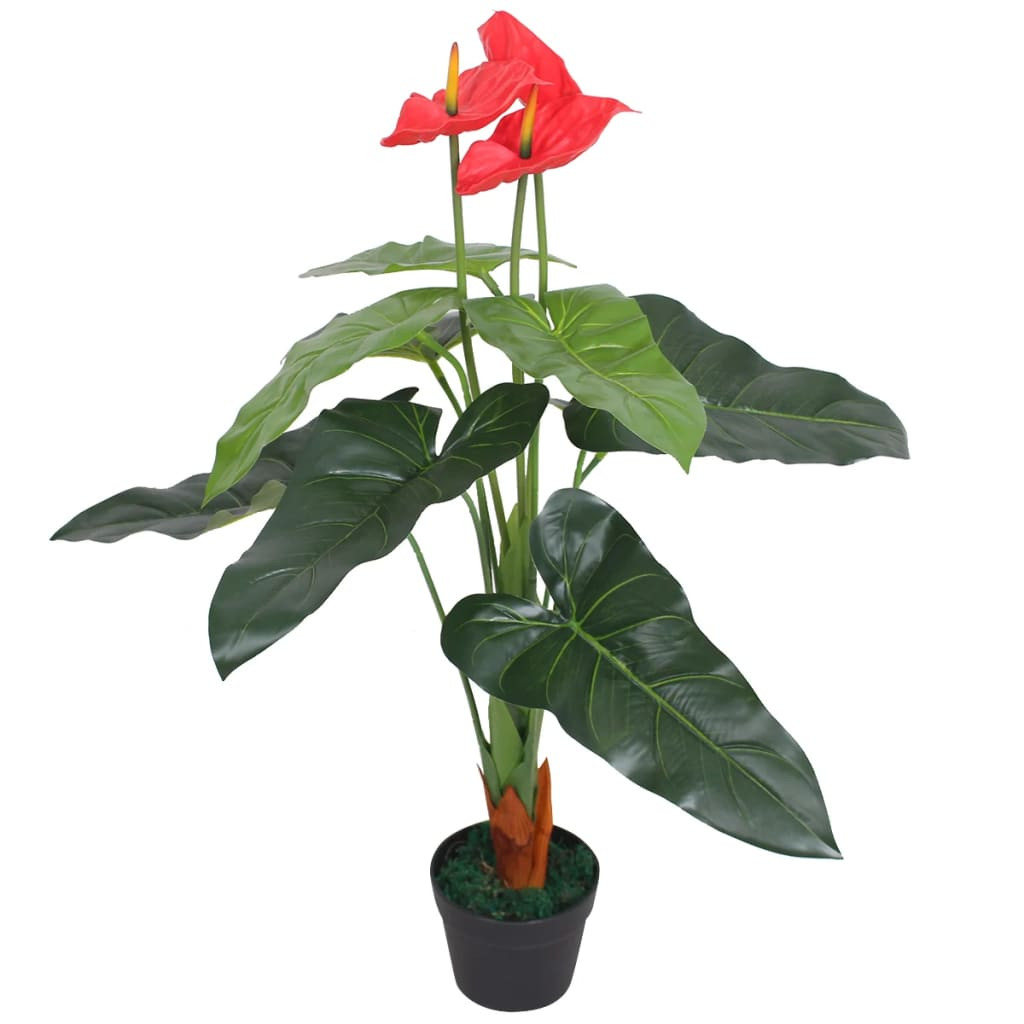 vidaXL Künstliche Flamingoblume mit Topf 90 cm Rot und Gelb