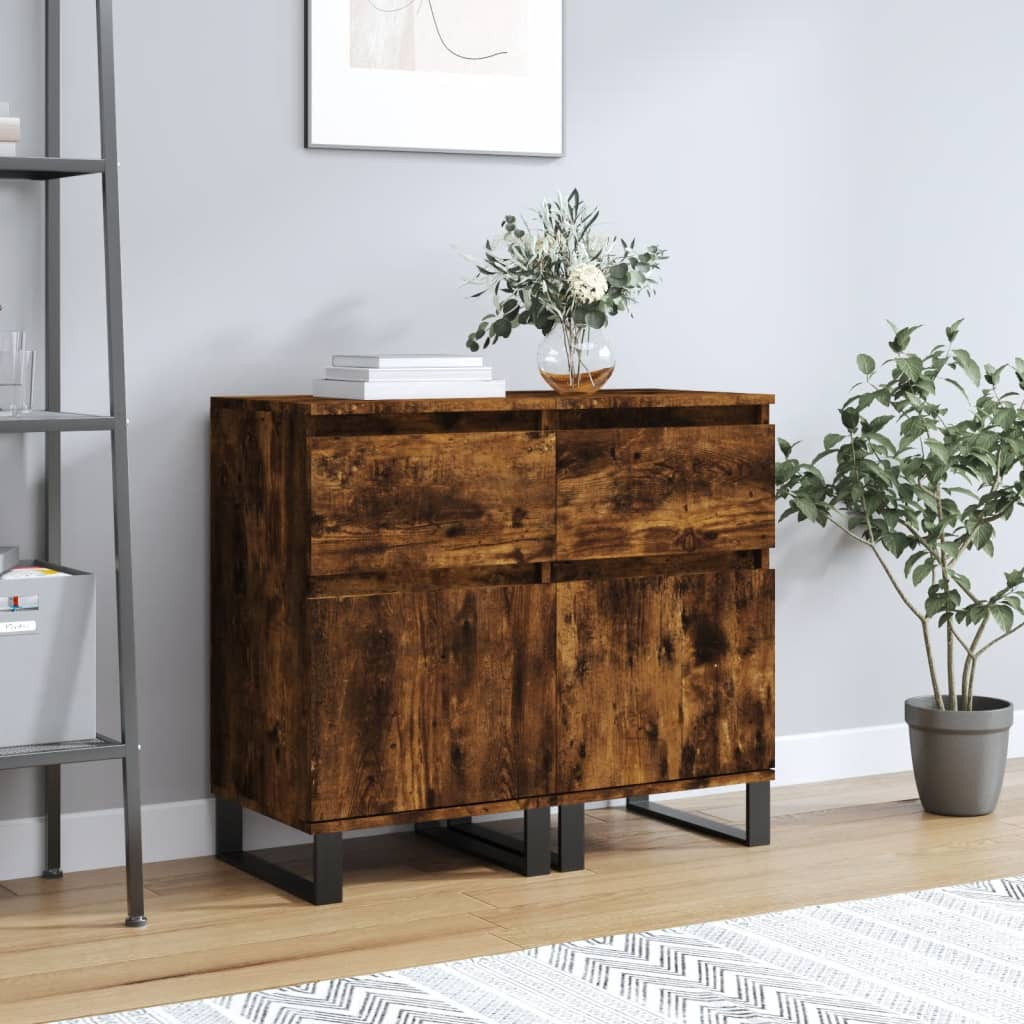 vidaXL Sideboards 2 Stk. Räuchereiche 40x35x70 cm Holzwerkstoff