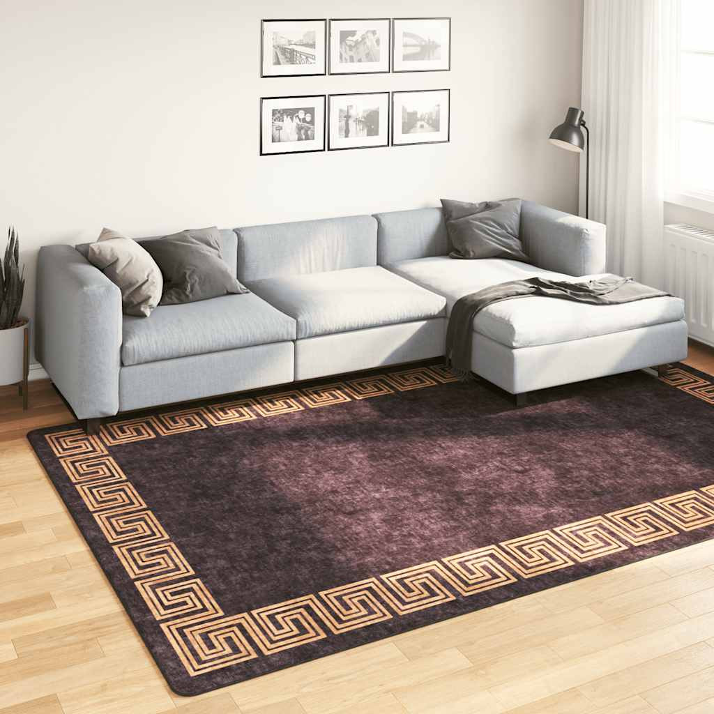 vidaXL Teppich Waschbar Schwarz und Golden 190x300 cm