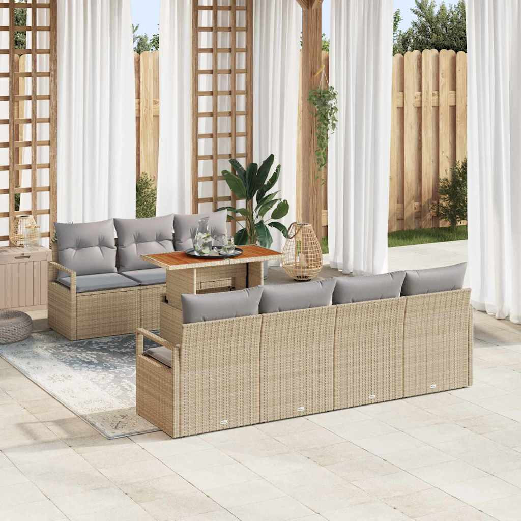 vidaXL Garten-Sofa-Set mit Kissen mit Kissen 8 pcs Beige und Grau