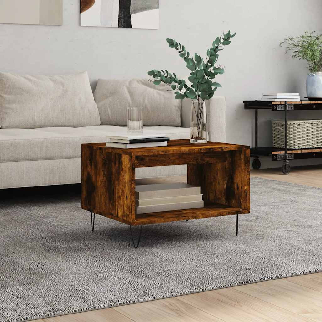 vidaXL Couchtisch Räuchereiche 60x50x40 cm Holzwerkstoff