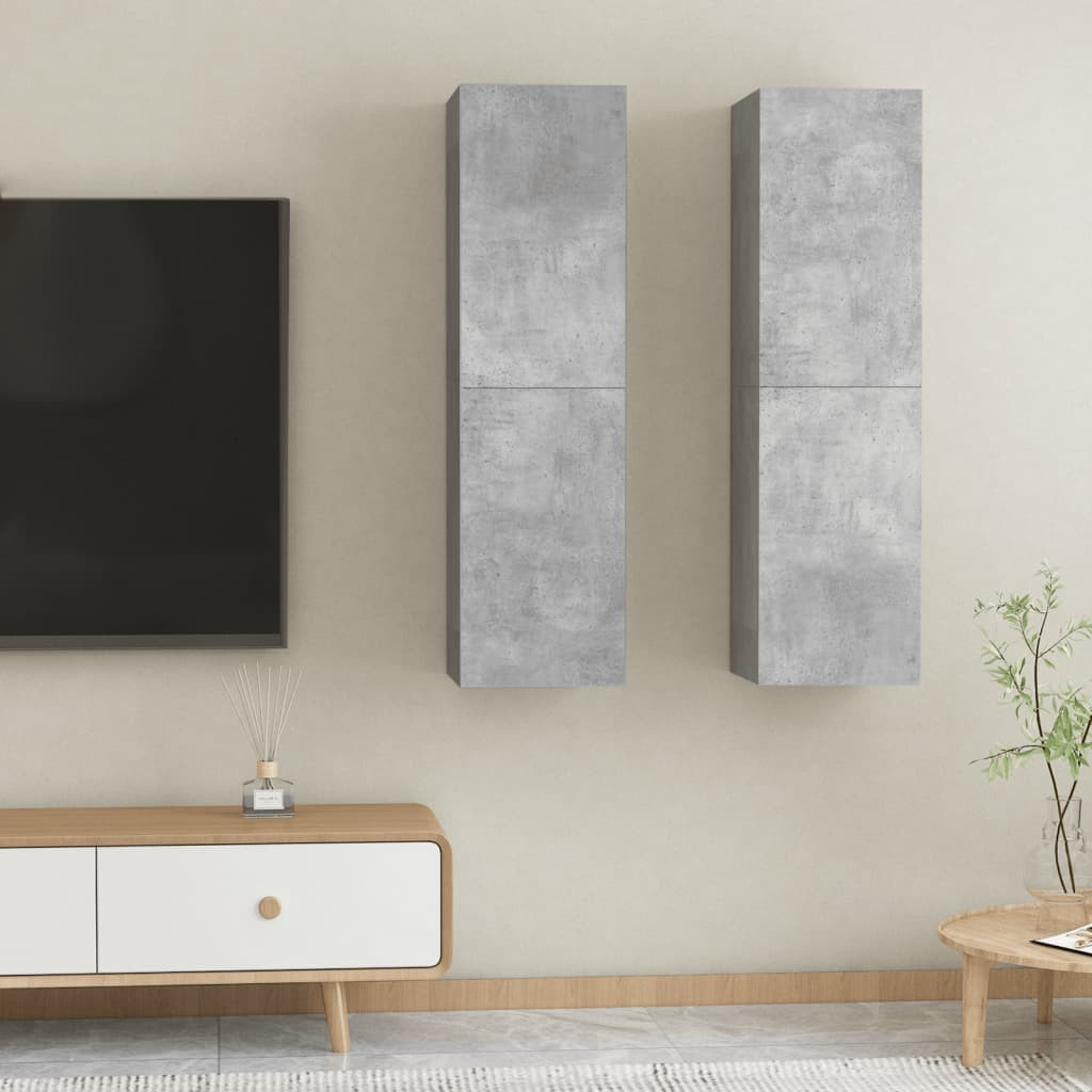 vidaXL TV-Schränke 2 Stk. Betongrau 30,5x30x110 cm Holzwerkstoff