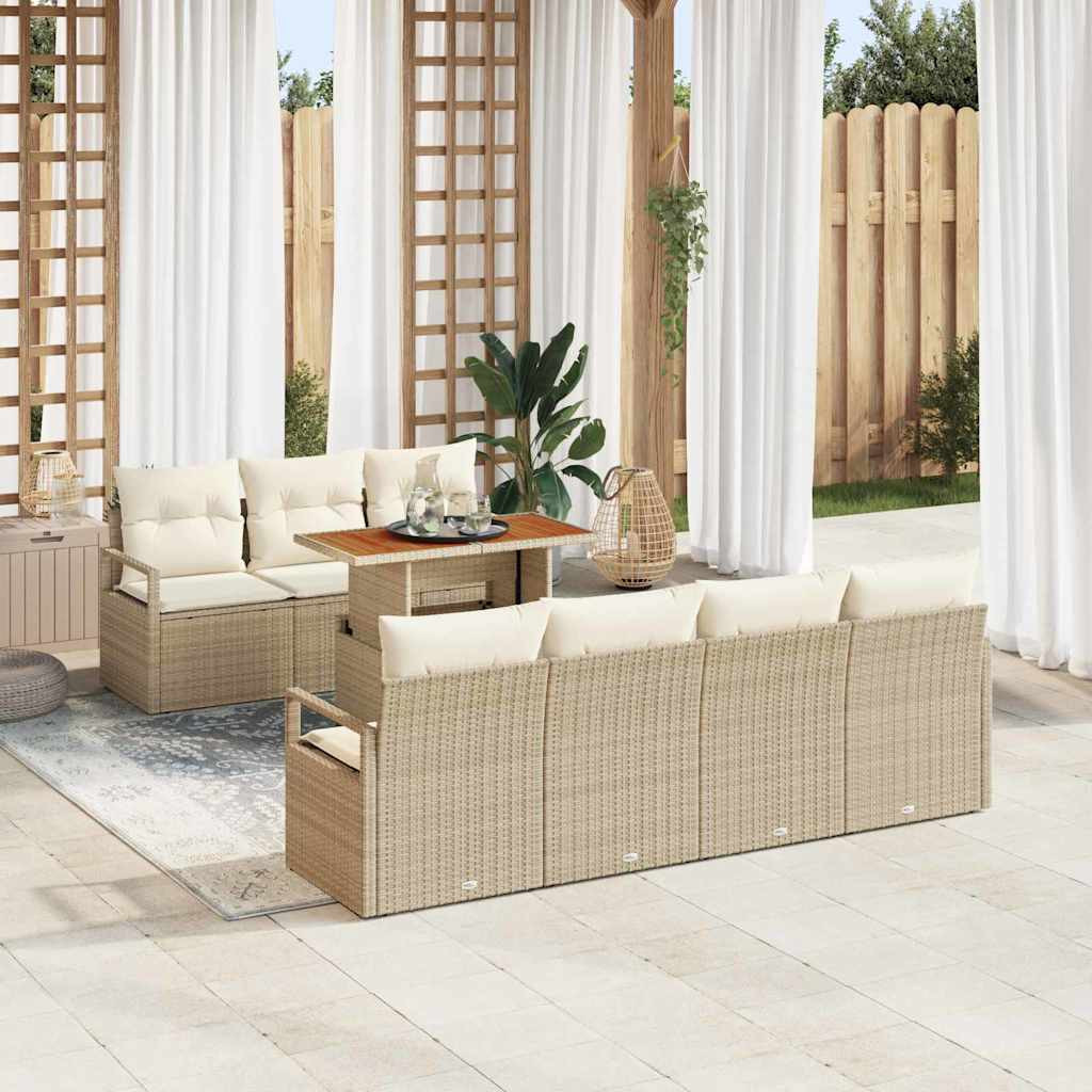 vidaXL Garten-Sofa-Set mit Kissen mit Kissen 8 pcs Beige und Creme