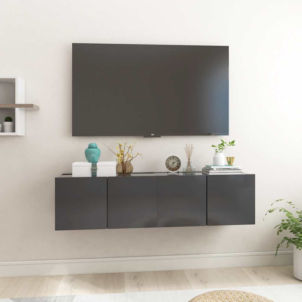 vidaXL TV-Hängeschränke 2 Stk. Grau 60x30x30 cm