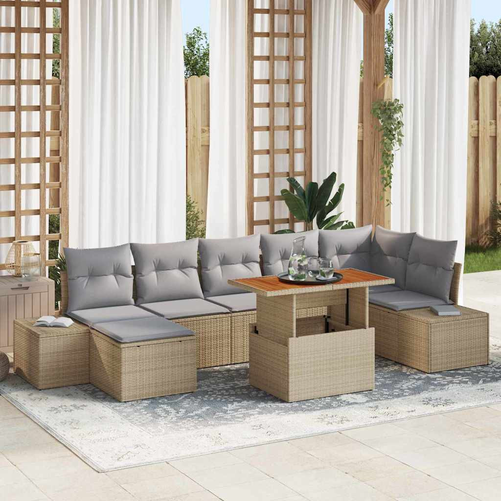 vidaXL Garten-Sofa-Set mit Kissen 8 pcs Beige und Grau