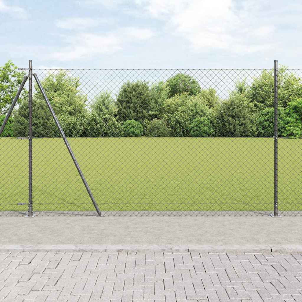 vidaXL Maschendrahtzaun mit Betonsockel 10 x 1,5 m Grau Netz
