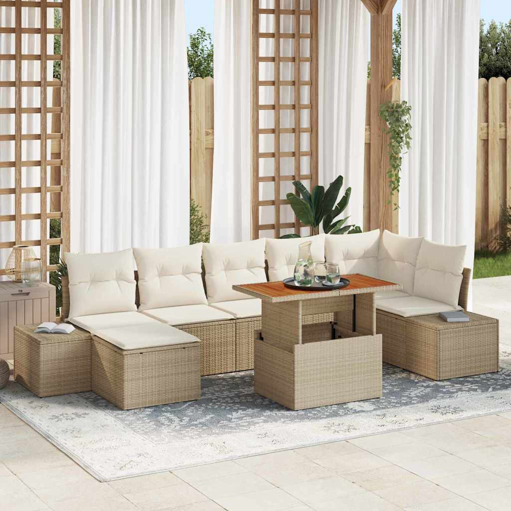 vidaXL Garten-Sofa-Set mit Kissen 8 pcs Beige und Creme