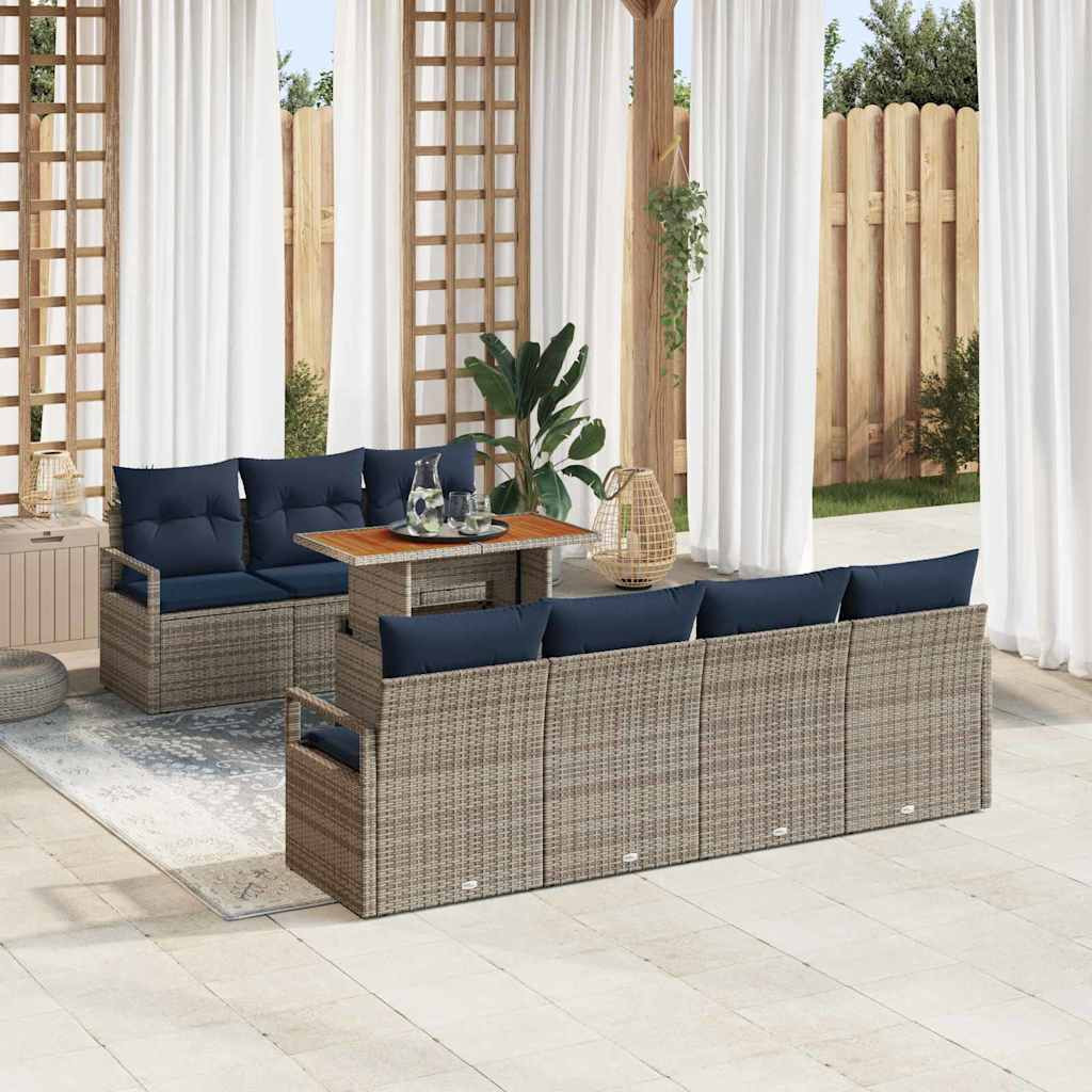 vidaXL Gartensofa-set 8 stk. 7-Sitzanzahl Grau und Blau