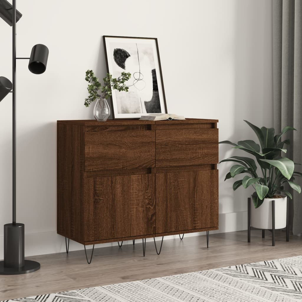 vidaXL Sideboards 2 Stk. Braun Eichen-Optik 40x35x70 cm Holzwerkstoff