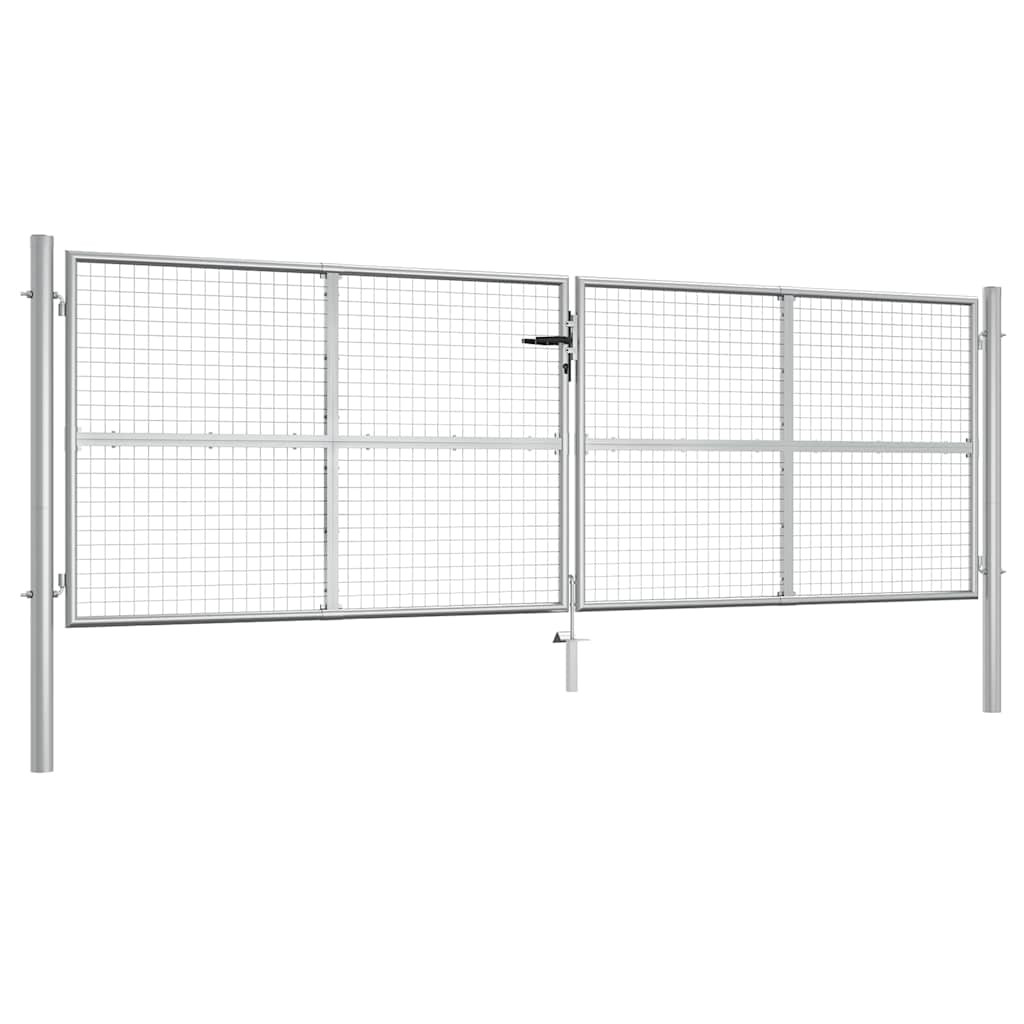 vidaXL Gartentor verzinkter Stahl 400 x 125 cm Silber