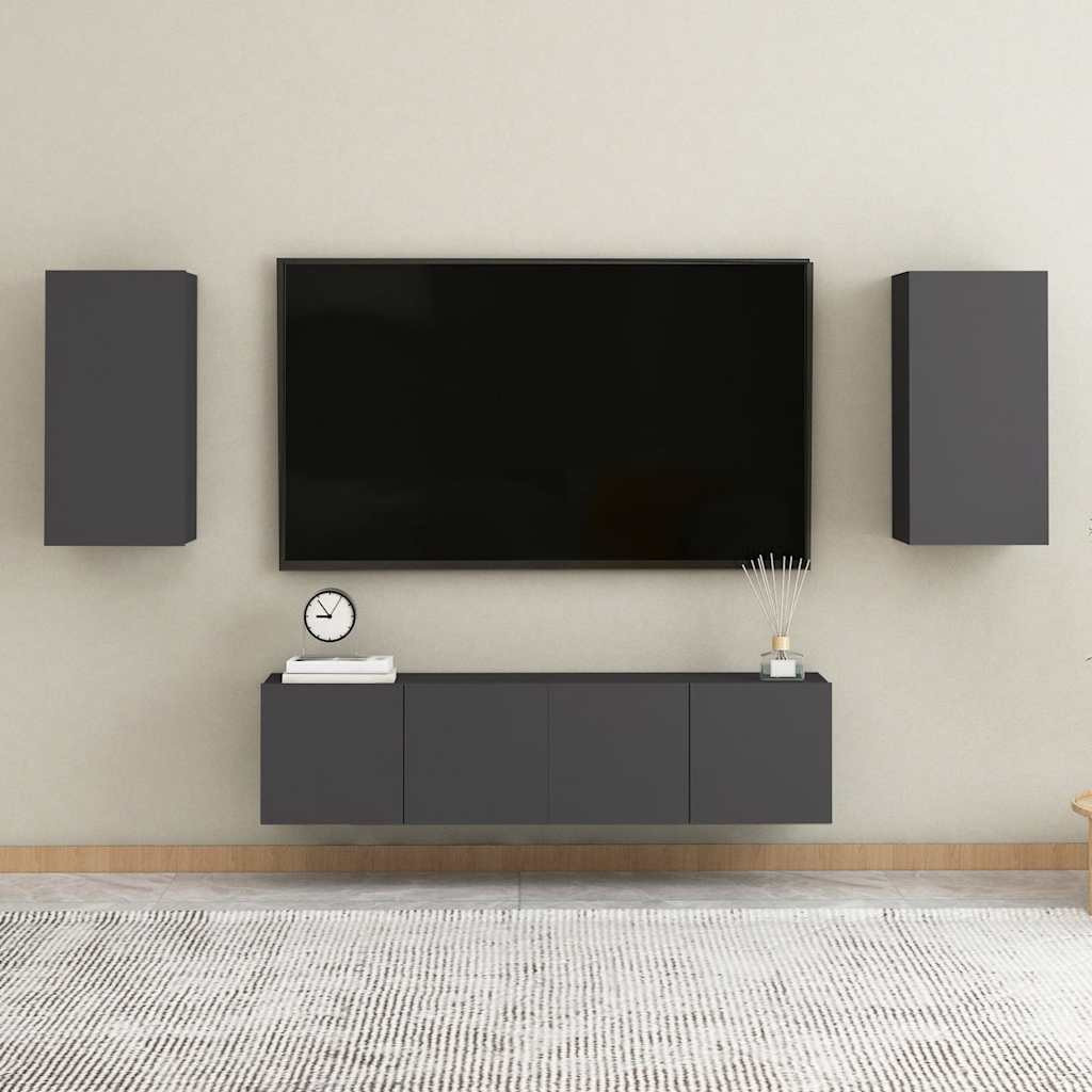 vidaXL TV-Schränke 2 Stk. Grau 30,5x30x60 cm Holzwerkstoff