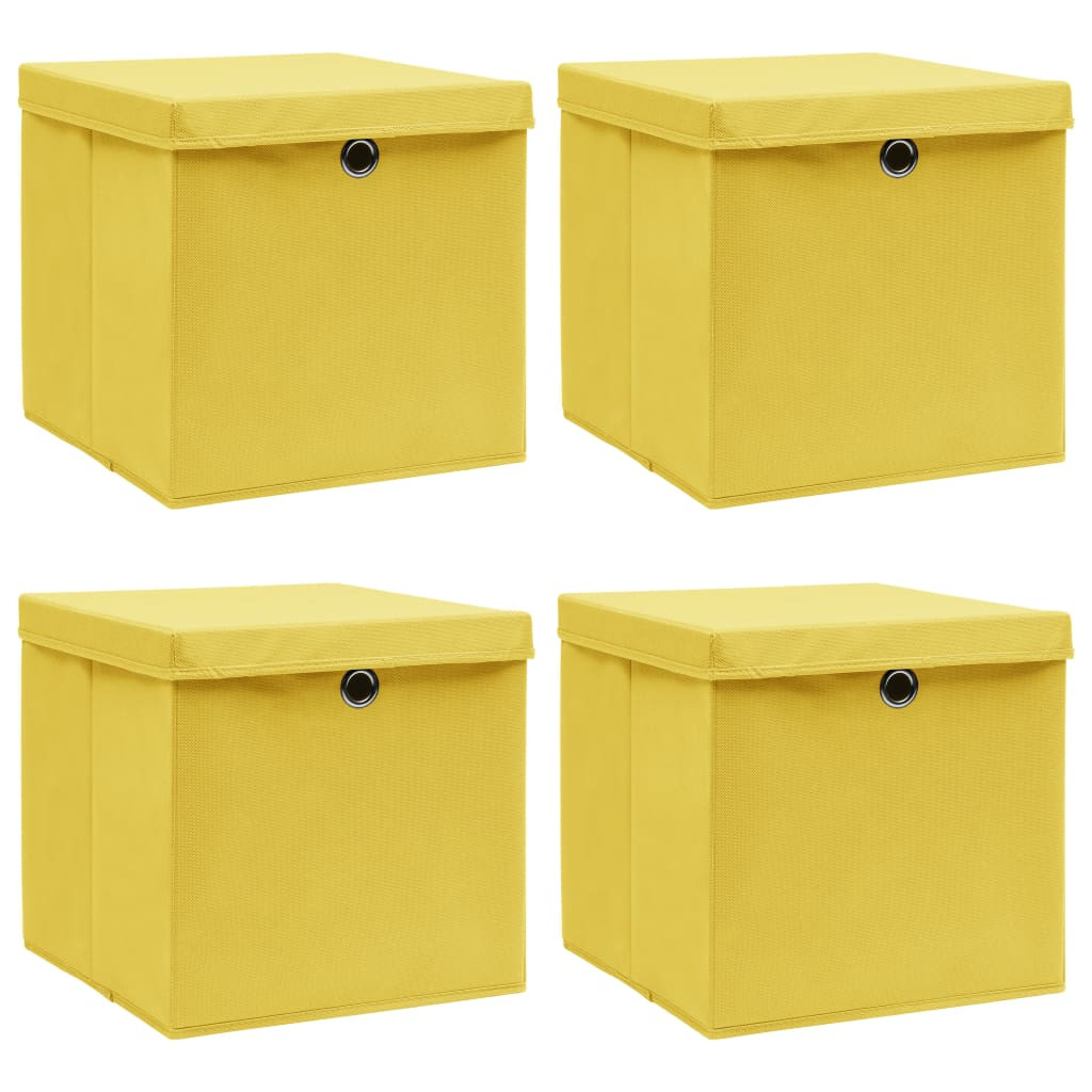 vidaXL Aufbewahrungsboxen mit Deckeln 4 Stk. Gelb 32x32x32 cm Stoff