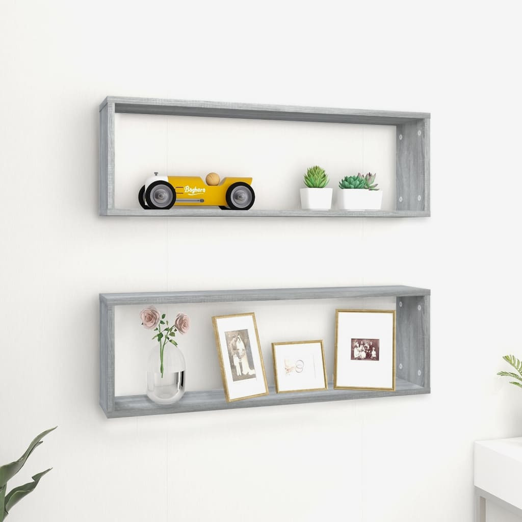 vidaXL Wandregale 2 Stk. Grau Sonoma 80x15x26,5 cm Holzwerkstoff