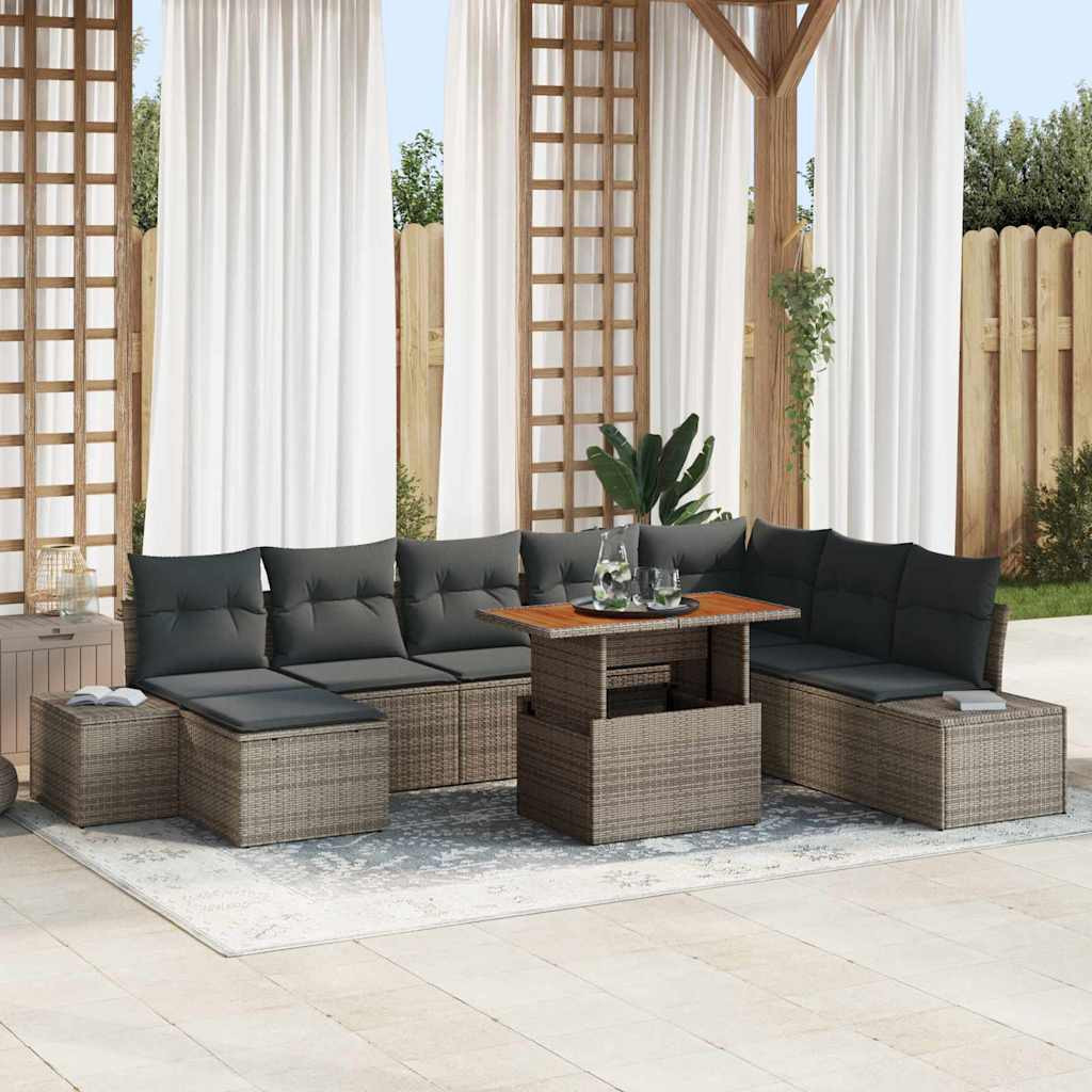 vidaXL Gartensofa-set 9 pcs Grau Poly-Rattan
