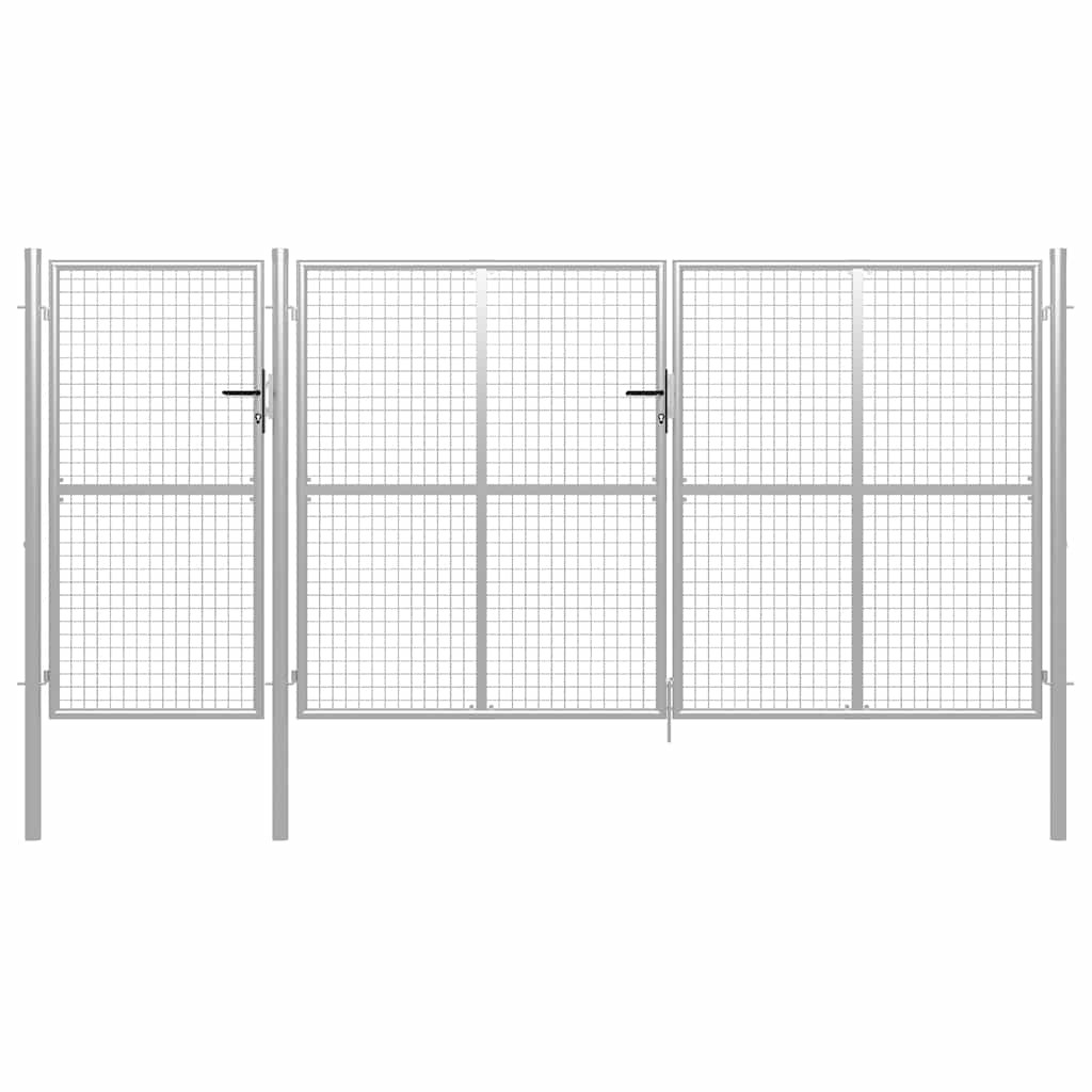 vidaXL Gartentor aus Stahl 400 x 150 cm Silber