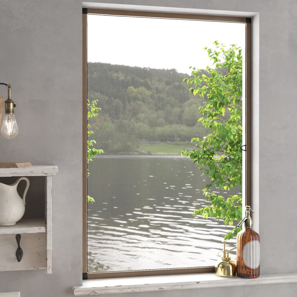 vidaXL Insektenschutz für Fenster Braun 90x120 cm
