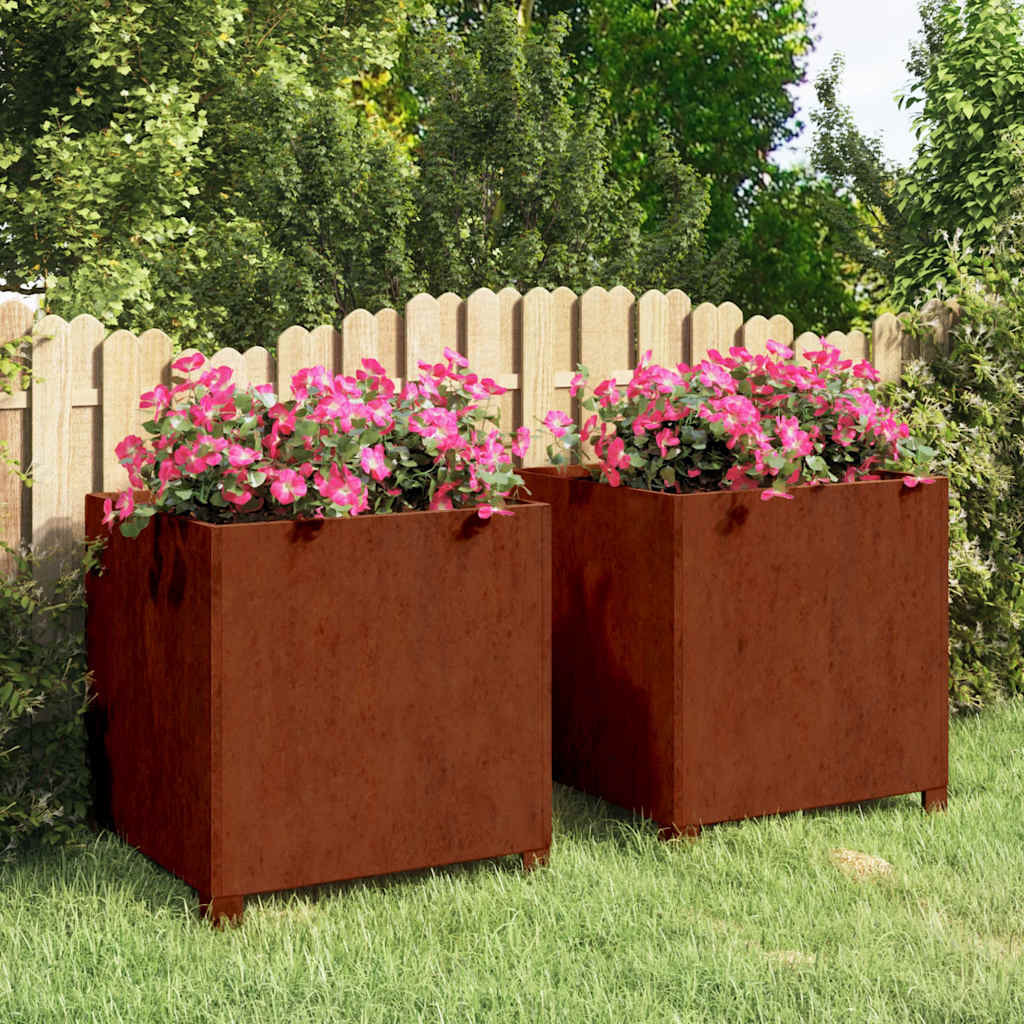 vidaXL Pflanzkübel mit Beinen 2 Stk. Rostig 50x50x50 cm Cortenstahl