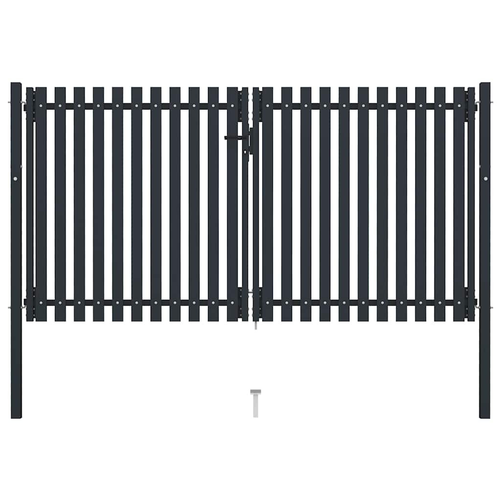 vidaXL Doppeltür-Zauntor aus Stahl 300 x 150 cm Anthrazit