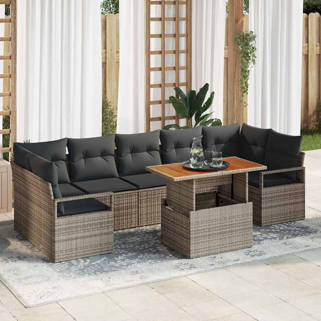 vidaXL Garten-Sofa-Set mit Kissen 8 pcs Grau und Braun