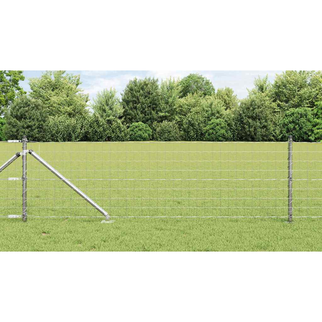 vidaXL Euro-Zaun mit Stacheln 10 x 0,8 m Verzinkter Stahl Silber Netz