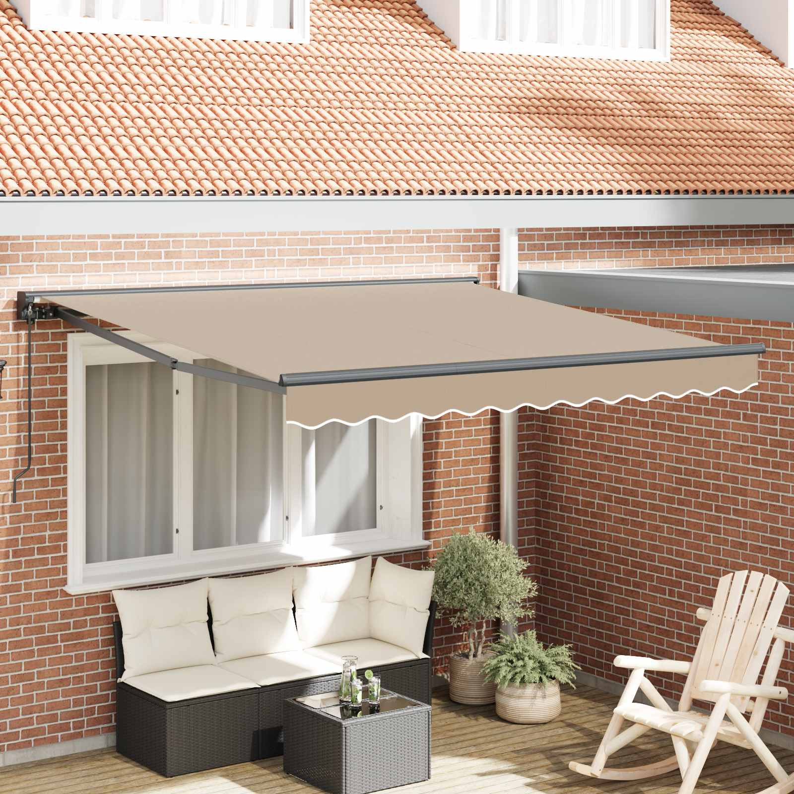 vidaXL Markisenrahmen Beige 350 x 250 cm Polyester mit PU-Beschichtung