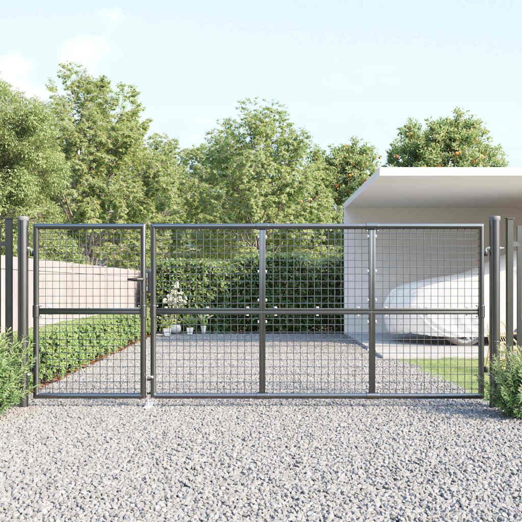 vidaXL Maschen-Gartentor Anthrazit 350x125 cm Verzinkter Stahl