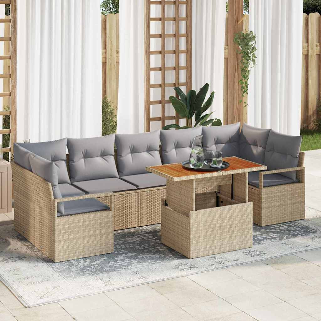 vidaXL Garten-Sofa-Set mit Kissen 8 pcs Beige und Grau