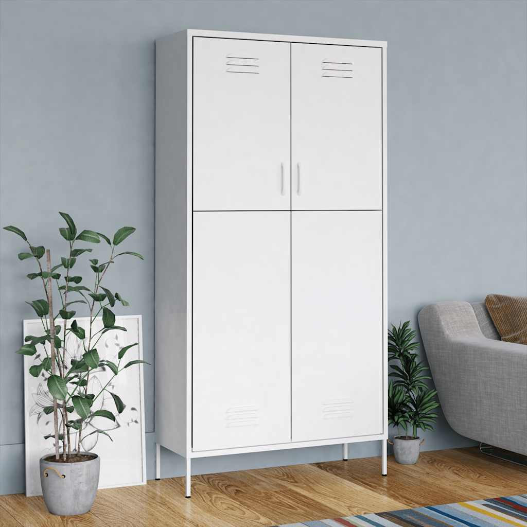 vidaXL Kleiderschrank Weiß 90x50x180 cm Stahl