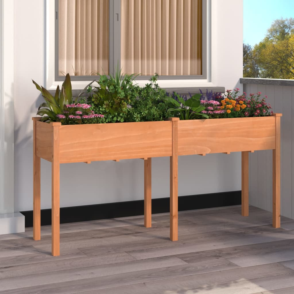 vidaXL Pflanzkübel mit Einsatz Braun 161x45x76 cm Massivholz Tanne