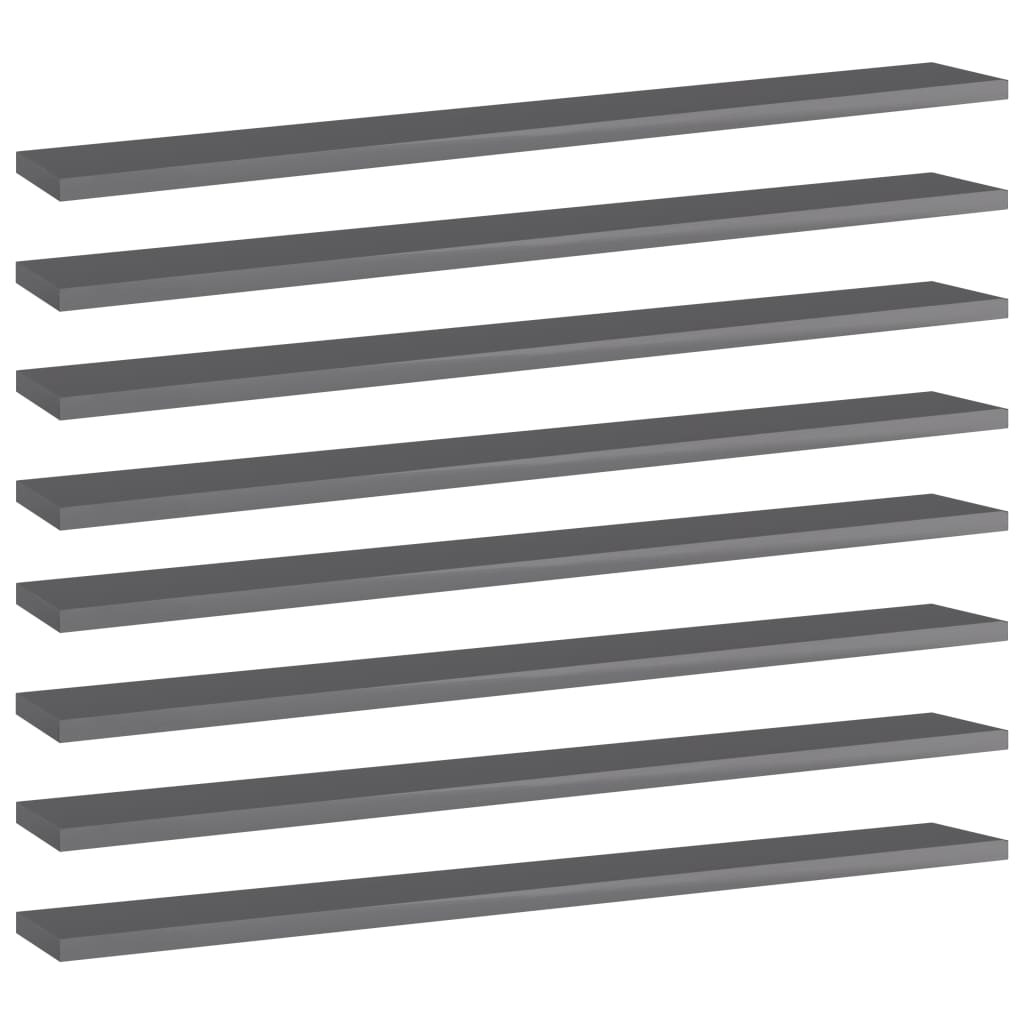 vidaXL Bücherregal-Bretter 8 Stk. Hochglanz-Grau 80x10x1,5 cm