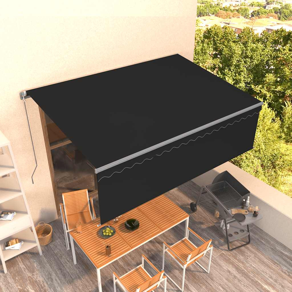 vidaXL Markise Manuell Einziehbar mit Rollo 4,5x3 m Anthrazit