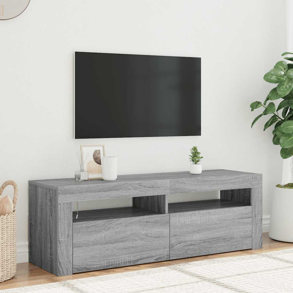 vidaXL TV-Schrank mit LED-Leuchten Grau Sonoma 120x35x40 cm