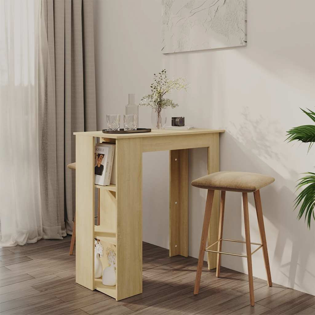 vidaXL Bartisch mit Regal Sonoma-Eiche 102x50x103,5 cm Holzwerkstoff
