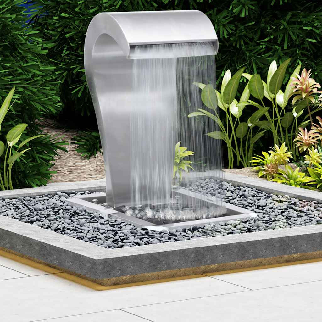 vidaXL Garten-Wasserfall Silbern 34x49x82 cm Edelstahl